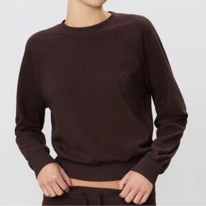 Eterne Shrunken Raglan Sweater in Espresso French Terry
